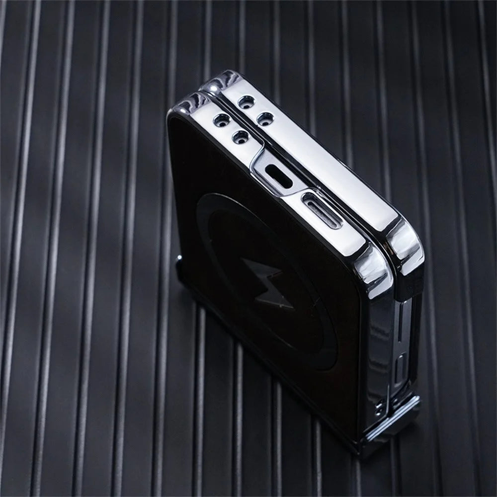 For Samsung Galaxy Z Flip7 FE 5G / Z Flip6 5G Magnetic Case Leather+PC+Metal Phone Cover - Dark Blue - 7