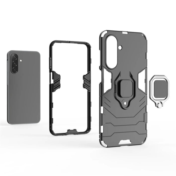 For Samsung Galaxy A26 5G Case PC+TPU Protective Phone Cover with Ring Kickstand - Black - 3