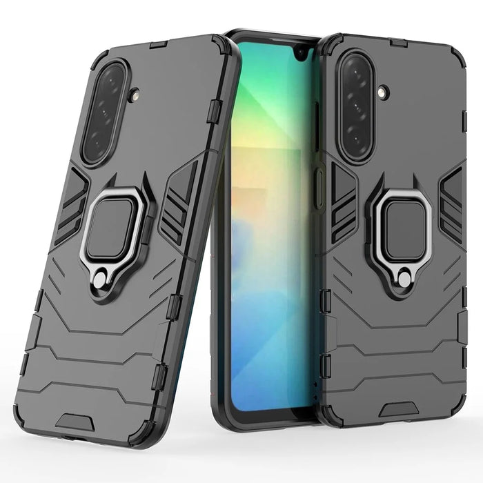 For Samsung Galaxy A26 5G Case PC+TPU Protective Phone Cover with Ring Kickstand - Black - 4