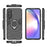 For Samsung Galaxy A36 5G Case PC+TPU Protective Phone Cover with Ring Kickstand - Black - 5