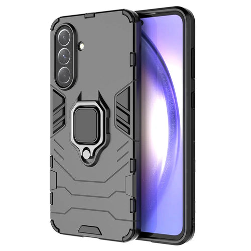 For Samsung Galaxy A56 5G Case PC+TPU Protective Phone Cover with Ring Kickstand - Black - 1