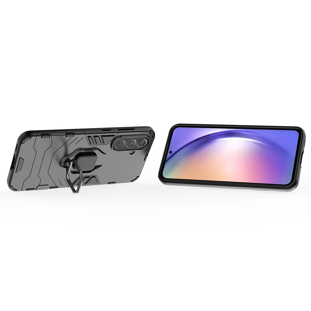 For Samsung Galaxy A56 5G Case PC+TPU Protective Phone Cover with Ring Kickstand - Black - 2