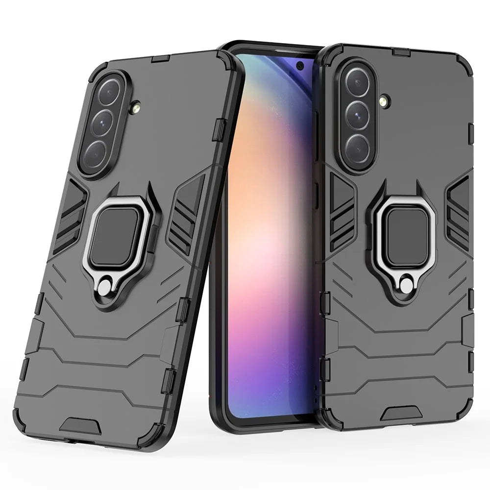 For Samsung Galaxy A56 5G Case PC+TPU Protective Phone Cover with Ring Kickstand - Black - 4
