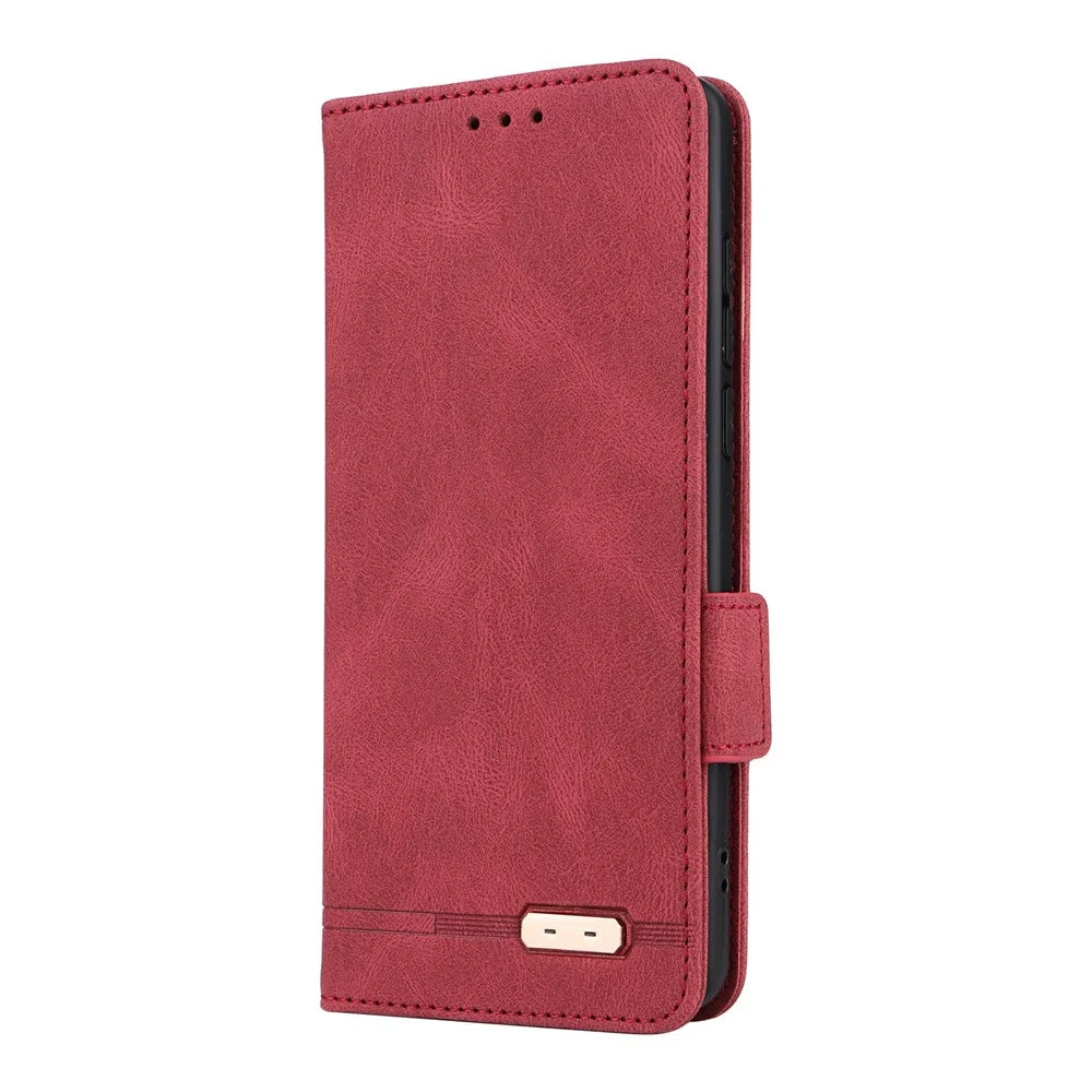 For OnePlus 13 Case Leather Wallet Flip Phone Cover with Hardware Decor - Rose - 6