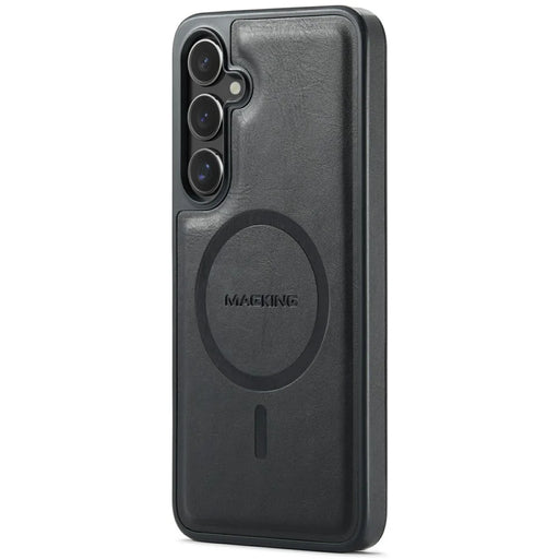 MAGKING K1 Series For Samsung Galaxy S25 Magnetic Case PC+TPU+PU Leather Phone Cover - Black - 2