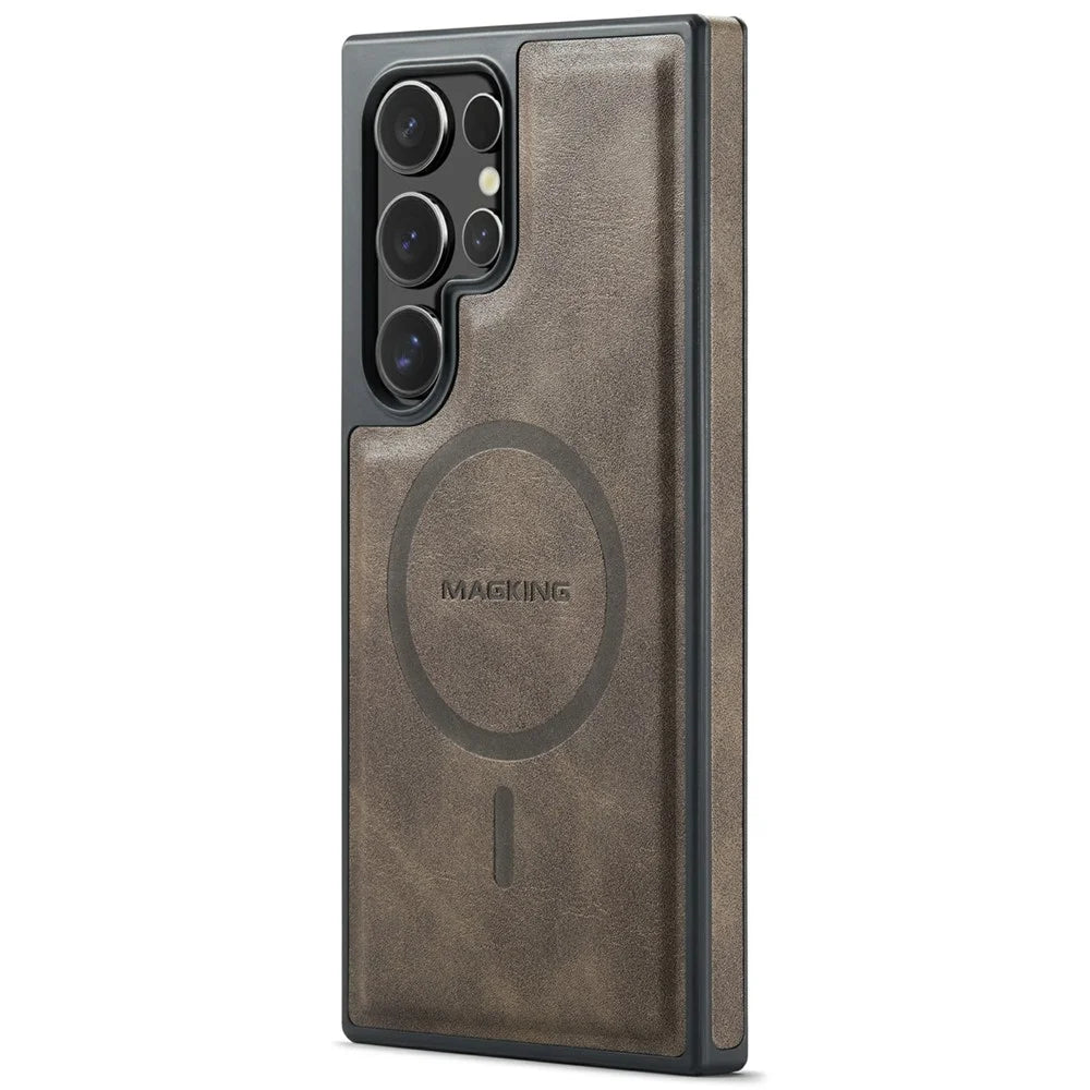 MAGKING K1 Series For Samsung Galaxy S25 Ultra Magnetic Case PC+TPU+PU Leather Phone Cover - Coffee - 2