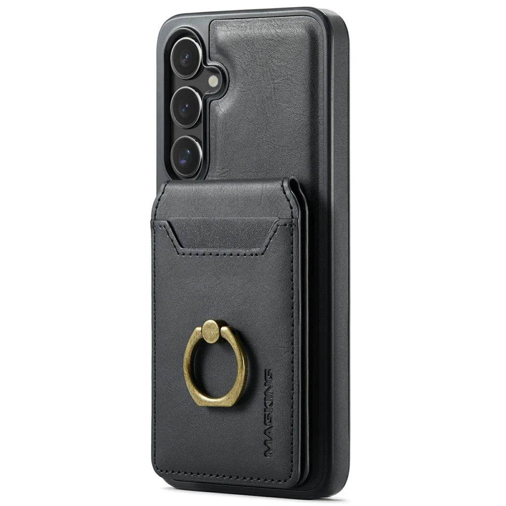 MAGKING K1 Series For Samsung Galaxy S25+ Magnetic Case PC+TPU+PU Phone Cover with Card Holder - Black - 2