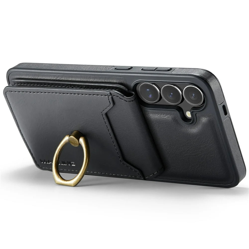 MAGKING K1 Series For Samsung Galaxy S25+ Magnetic Case PC+TPU+PU Phone Cover with Card Holder - Black - 6