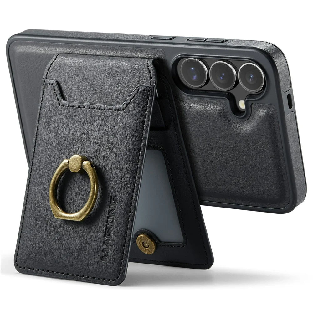 MAGKING K1 Series For Samsung Galaxy S25+ Magnetic Case PC+TPU+PU Phone Cover with Card Holder - Black - 7
