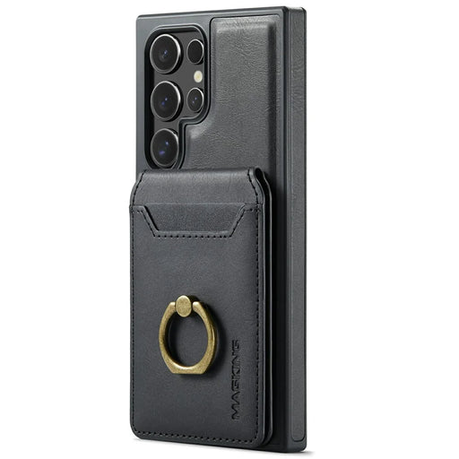 MAGKING K1 Series For Samsung Galaxy S25 Ultra Magnetic Case PC+TPU+PU Phone Cover with Card Holder - Black - 2
