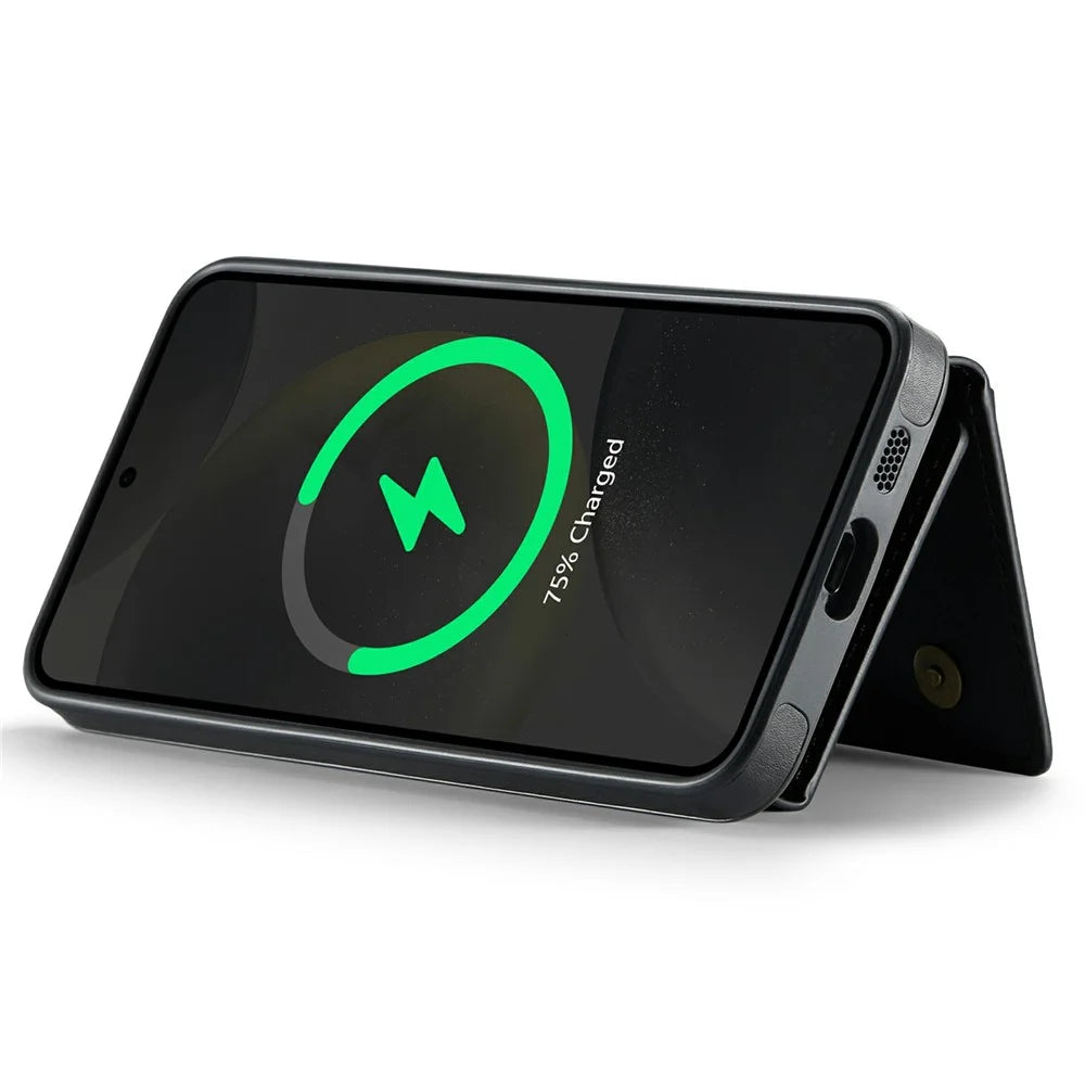 MAGKING K2 Series For Samsung Galaxy S25 Magnetic Case PC+TPU+PU Phone Cover - Black - 7