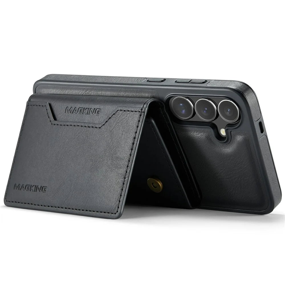 MAGKING K2 Series For Samsung Galaxy S25+ Magnetic Case PC+TPU+PU Phone Cover - Black - 6