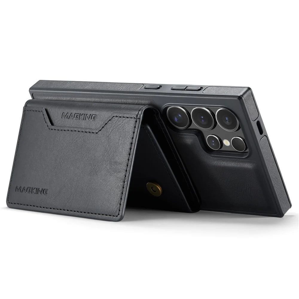 MAGKING K2 Series For Samsung Galaxy S25 Ultra Magnetic Case PC+TPU+PU Phone Cover - Black - 3