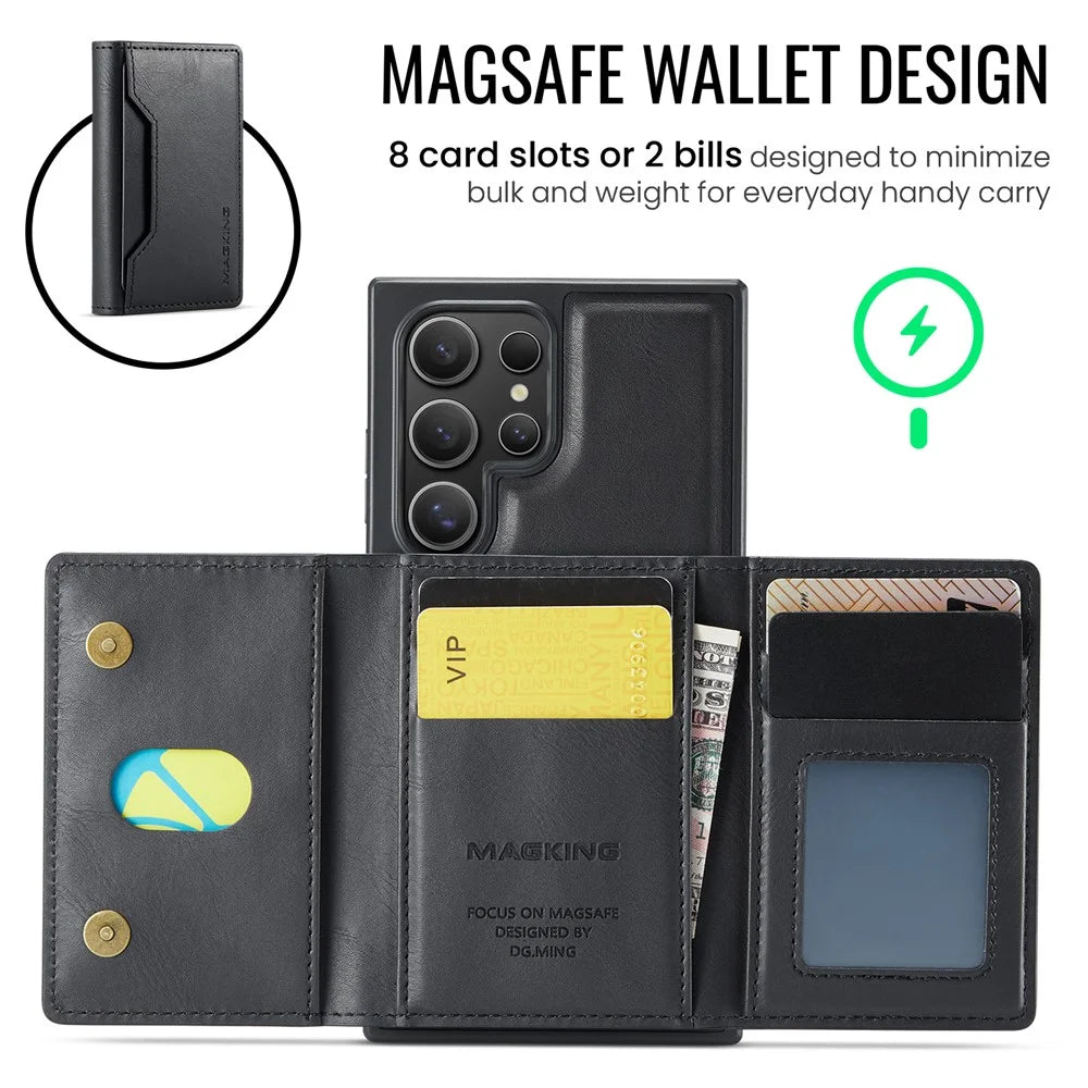 MAGKING K2 Series For Samsung Galaxy S25 Ultra Magnetic Case PC+TPU+PU Phone Cover - Black - 5