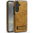For Samsung Galaxy S25+ Magnetic Case with Folded Kickstand PC Silicone Leather Phone Back Cover  - Brown - 2