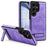 For Samsung Galaxy S25 Ultra Magnetic Case with Folded Kickstand PC Silicone Leather Phone Back Cover  - Light Purple - 1