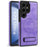 For Samsung Galaxy S25 Ultra Magnetic Case with Folded Kickstand PC Silicone Leather Phone Back Cover  - Light Purple - 2