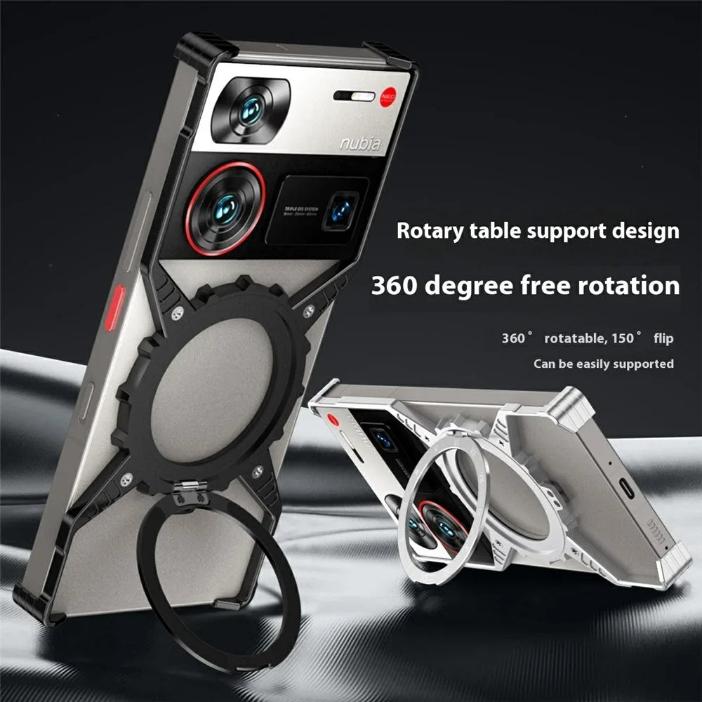 For ZTE nubia Z60 Ultra Leading / Z60 Ultra Case Magnetic Kickstand Aluminum Alloy+PC Bumper Phone Cover Heat Dissipation - Black - 4