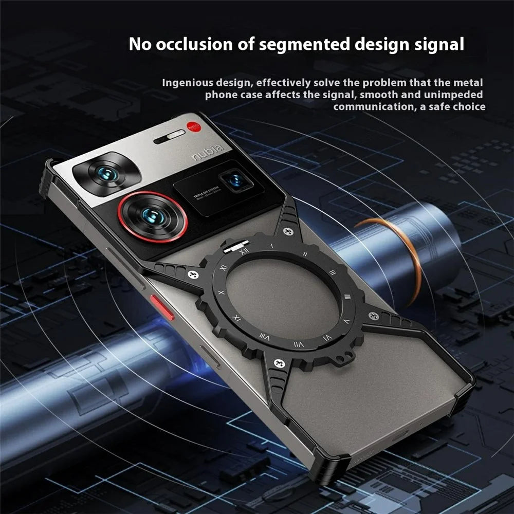 For ZTE nubia Z60 Ultra Leading / Z60 Ultra Case Magnetic Kickstand Aluminum Alloy+PC Bumper Phone Cover Heat Dissipation - Black - 5
