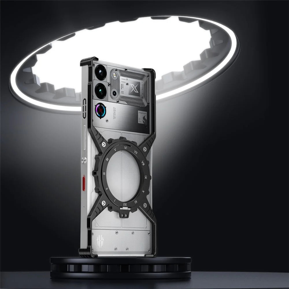 For ZTE nubia Red Magic 10 Pro+ 5G / 10 Pro 5G Case Magnetic Kickstand Aluminum Alloy+PC Bumper Phone Cover Heat Dissipation - Silver - 3