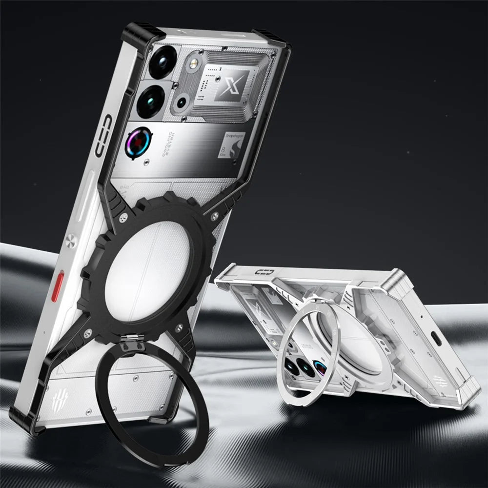 For ZTE nubia Red Magic 10 Pro+ 5G / 10 Pro 5G Case Magnetic Kickstand Aluminum Alloy+PC Bumper Phone Cover Heat Dissipation - Silver - 4
