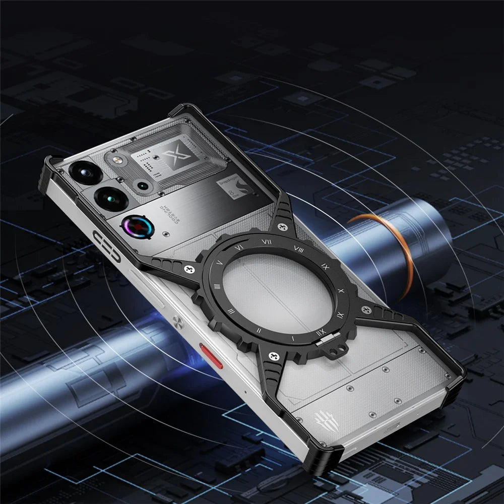 For ZTE nubia Red Magic 10 Pro+ 5G / 10 Pro 5G Case Magnetic Kickstand Aluminum Alloy+PC Bumper Phone Cover Heat Dissipation - Silver - 5