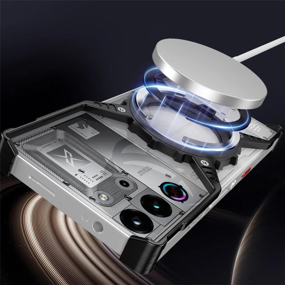 For ZTE nubia Red Magic 10 Pro+ 5G / 10 Pro 5G Case Magnetic Kickstand Aluminum Alloy+PC Bumper Phone Cover Heat Dissipation - Silver - 6