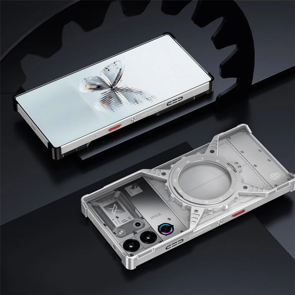 For ZTE nubia Red Magic 10 Pro+ 5G / 10 Pro 5G Case Magnetic Kickstand Aluminum Alloy+PC Bumper Phone Cover Heat Dissipation - Silver - 7