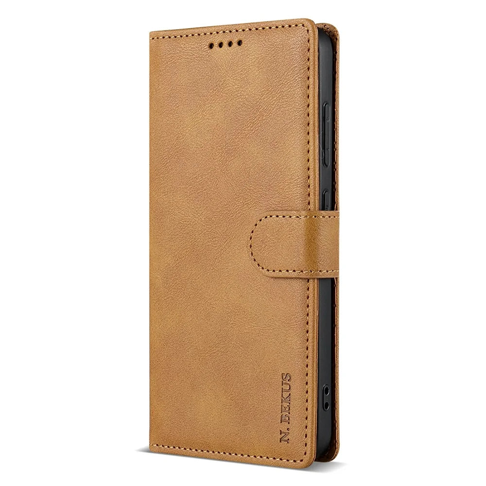 N.BEKUS CSJ-001 For Samsung Galaxy A26 5G Stand Case PU Leather Wallet Phone Cover - Brown - 6