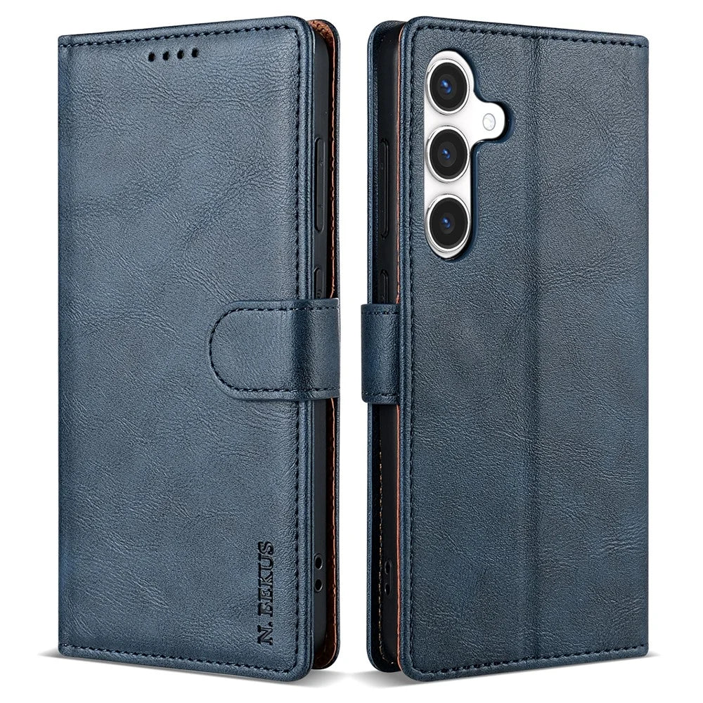 N.BEKUS CSJ-001 For 	Samsung Galaxy A36 5G Stand Case PU Leather Wallet Phone Cover - Blue - 1