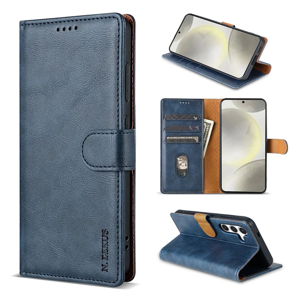 N.BEKUS CSJ-001 For 	Samsung Galaxy A36 5G Stand Case PU Leather Wallet Phone Cover - Blue - 5