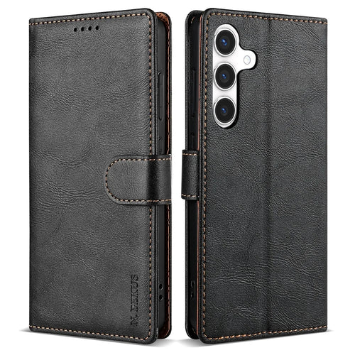 N.BEKUS CSJ-001 For 	Samsung Galaxy A56 5G Stand Case PU Leather Wallet Phone Cover - Black - 1