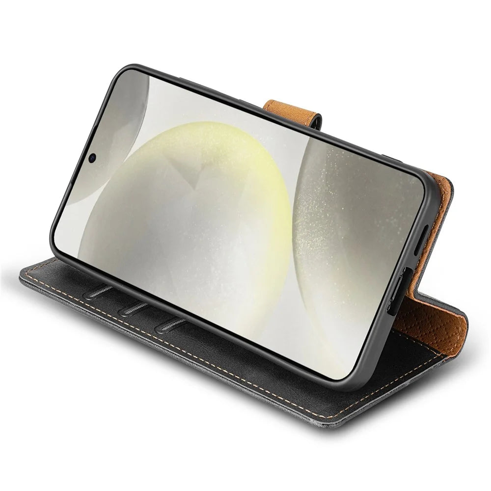 N.BEKUS CSJ-001 For 	Samsung Galaxy A56 5G Stand Case PU Leather Wallet Phone Cover - Black - 3