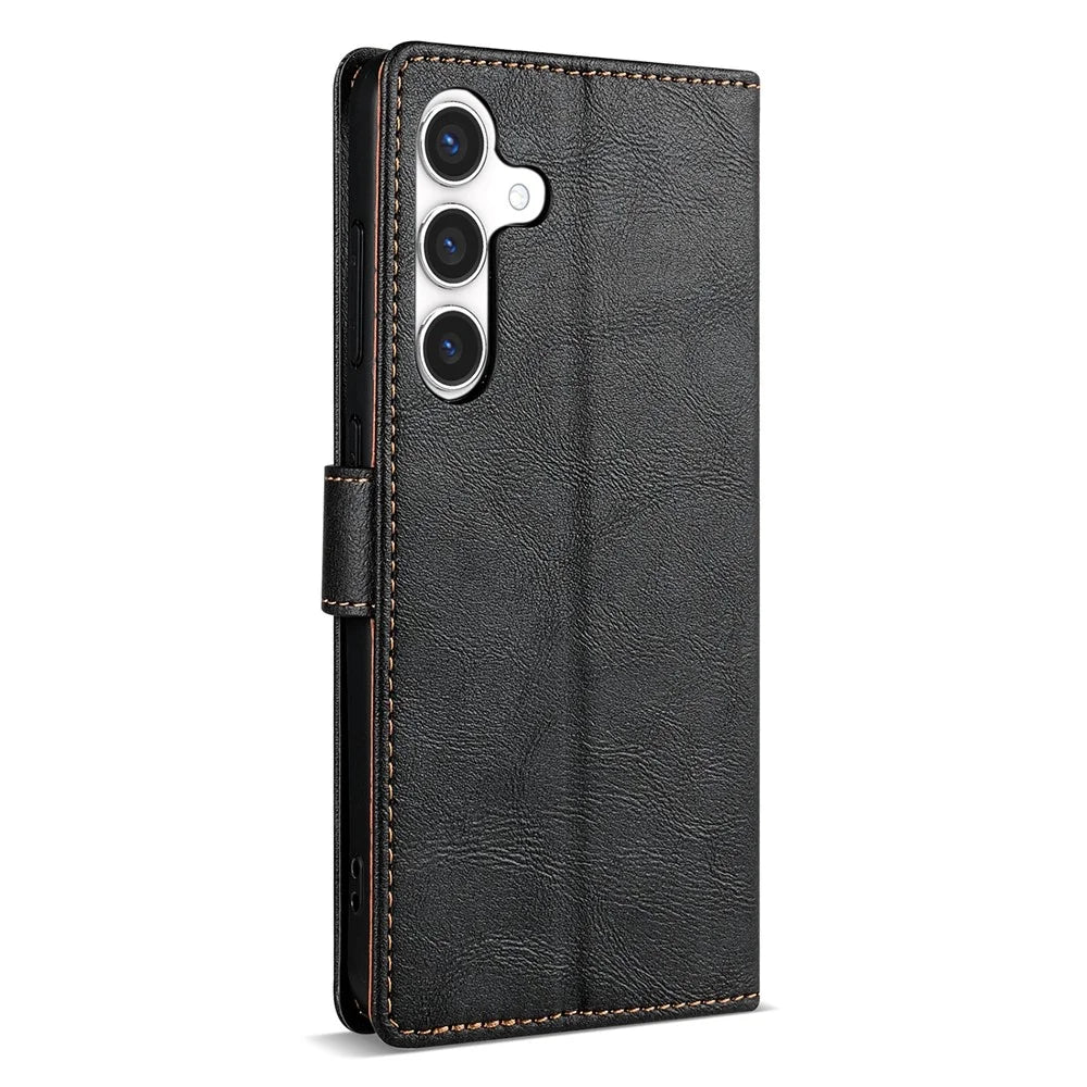 N.BEKUS CSJ-001 For 	Samsung Galaxy A56 5G Stand Case PU Leather Wallet Phone Cover - Black - 7