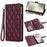 For Samsung Galaxy S25 Case Rhombus Stitching Leather Wallet Phone Cover with Long  /  Short Strap - Wine Red - 1