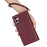 For Samsung Galaxy S25 Case Rhombus Stitching Leather Wallet Phone Cover with Long  /  Short Strap - Wine Red - 5