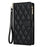 For Samsung Galaxy S25+ Case Rhombus Stitching Leather Wallet Phone Cover with Long  /  Short Strap - Black - 7