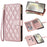 For Samsung Galaxy A36 5G Case Rhombus Stitching Leather Wallet Phone Cover with Long  /  Short Strap - Rose Gold - 1