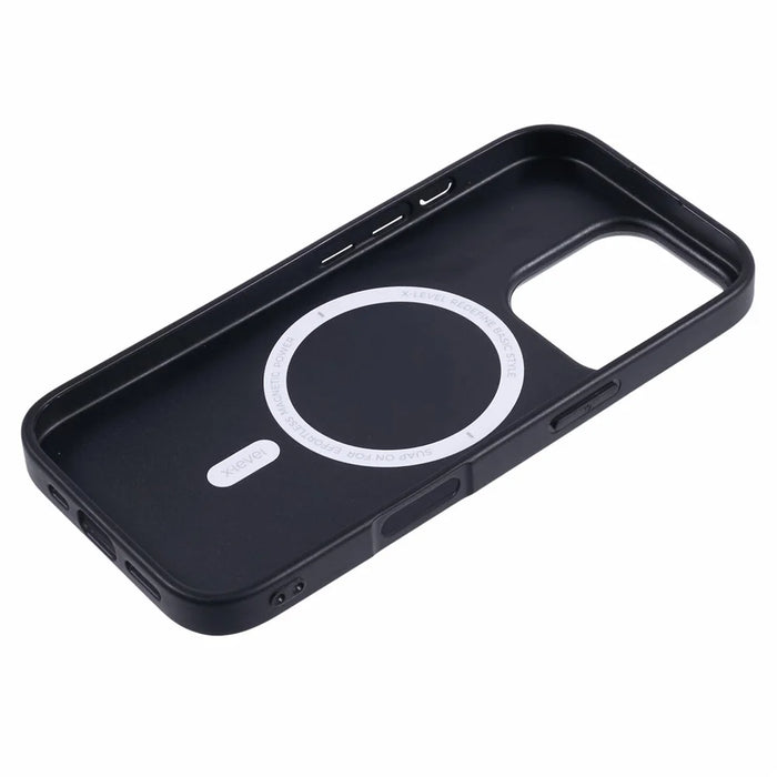 X-LEVEL For iPhone 16 Pro Max Case Compatible with MagSafe PC+TPU+PU Phone Back Cover - Black - 5