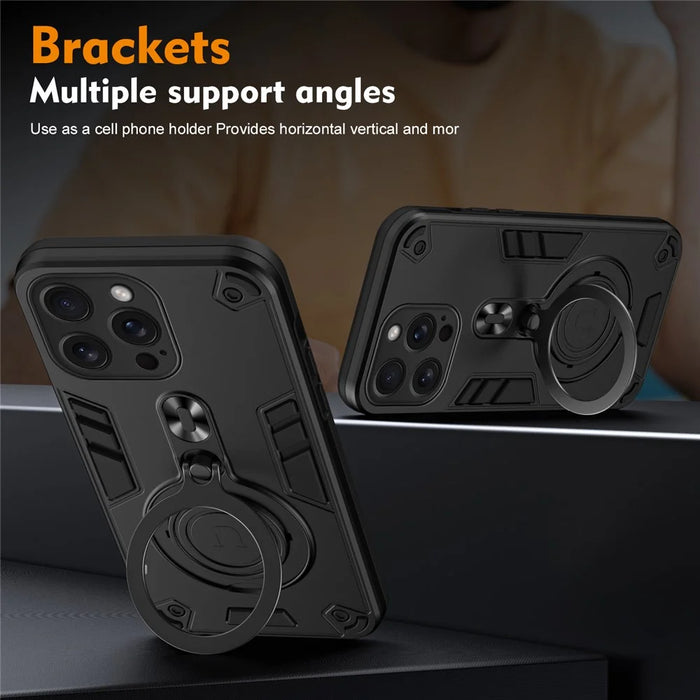For iPhone 16 Pro Max Case Rotatable Kickstand PC+TPU Drop Protection Phone Cover - Black - 4