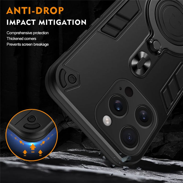 For iPhone 16 Pro Max Case Rotatable Kickstand PC+TPU Drop Protection Phone Cover - Black - 7