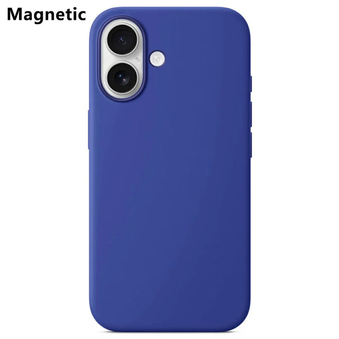 For iPhone 16 Compatible with MagSafe Liquid Silicone Phone Back Cover (No Logo) - Brilliant Blue - 1