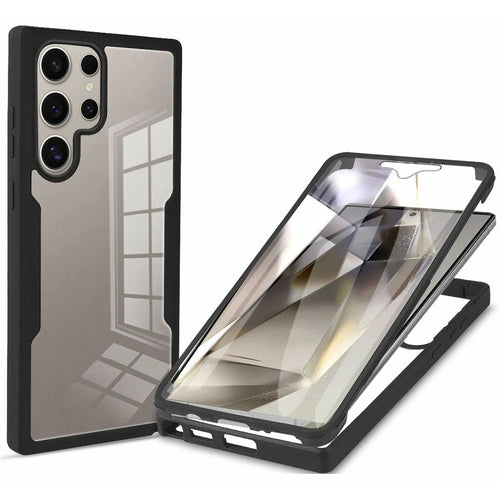 For Samsung Galaxy S25 Ultra Case Acrylic+TPU Clear Phone Cover with PET Screen Film - Black - 1