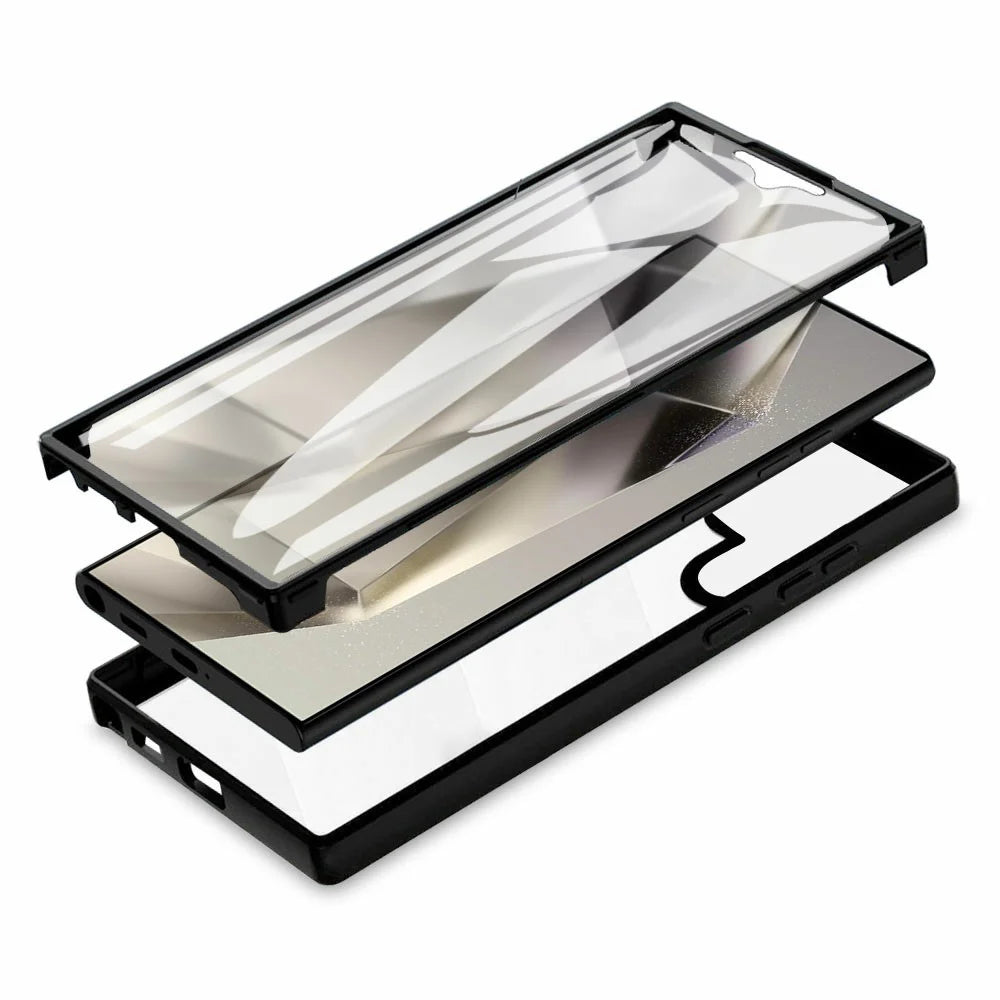 For Samsung Galaxy S25 Ultra Case Acrylic+TPU Clear Phone Cover with PET Screen Film - Black - 2