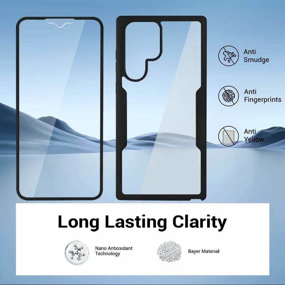 For Samsung Galaxy S25 Ultra Case Acrylic+TPU Clear Phone Cover with PET Screen Film - Black - 3