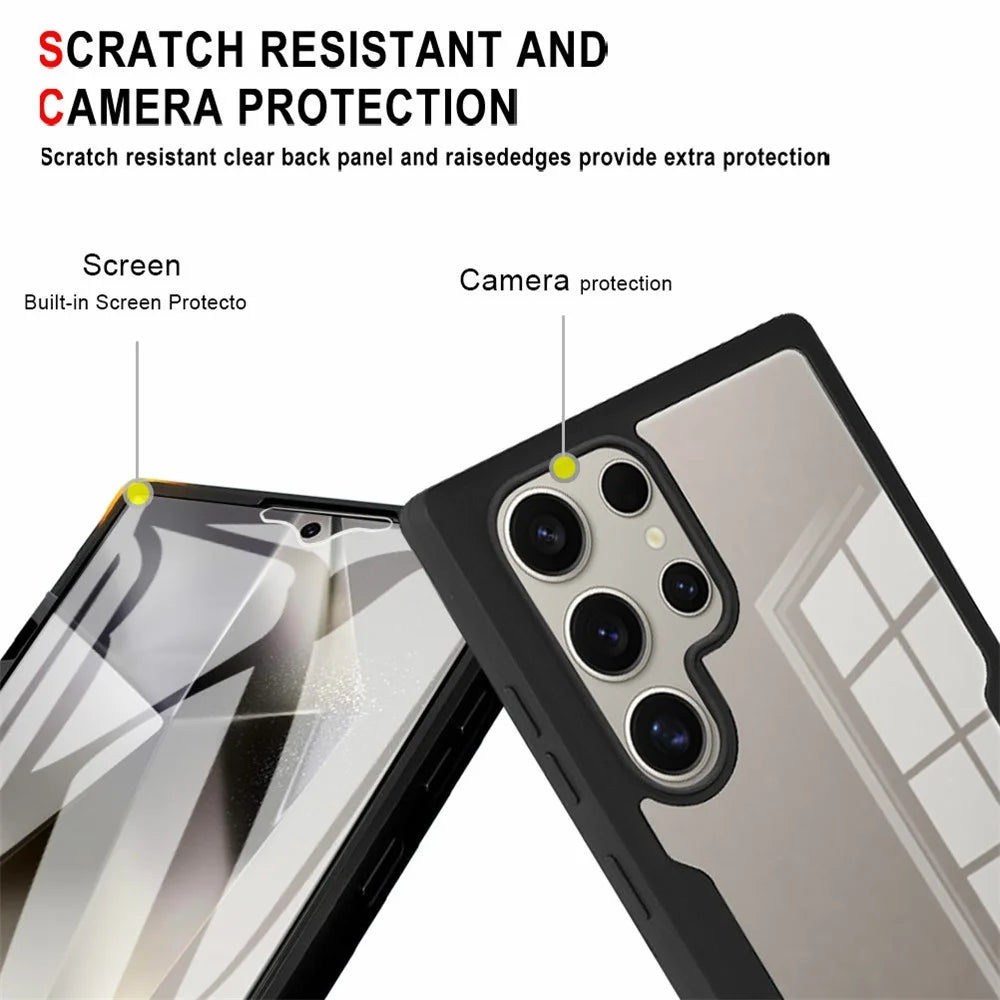 For Samsung Galaxy S25 Ultra Case Acrylic+TPU Clear Phone Cover with PET Screen Film - Black - 5