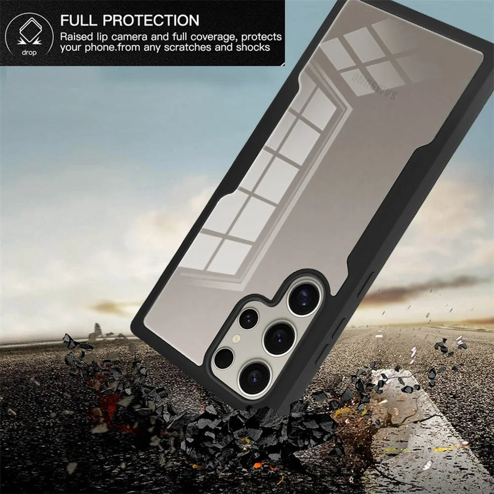 For Samsung Galaxy S25 Ultra Case Acrylic+TPU Clear Phone Cover with PET Screen Film - Black - 6