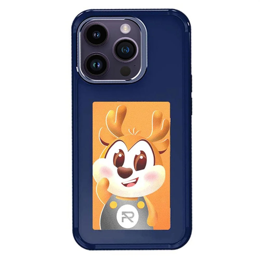 For iPhone 14 Pro Max Smart E-Ink Phone Case 4 Color HD 4 inch Display NFC DIY Customized Screen - Blue - 1