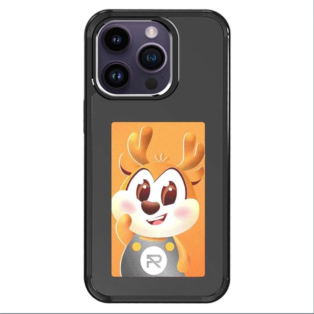 For iPhone 14 Pro Smart E-Ink Phone Case 4 Color HD 4 inch Display NFC DIY Customized Screen - Black - 1