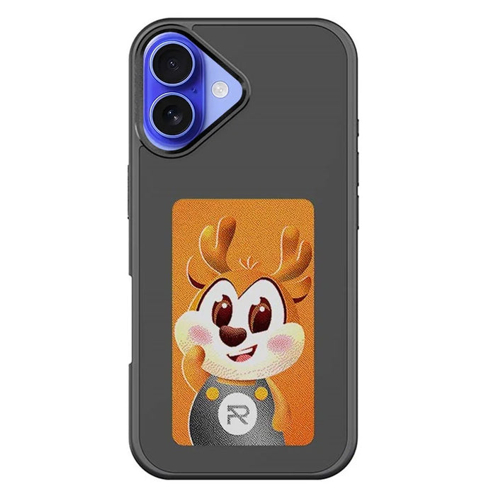 For iPhone 16 Smart E-Ink Phone Case 4 Color HD 4 inch Display NFC DIY Customized Screen - Black - 1